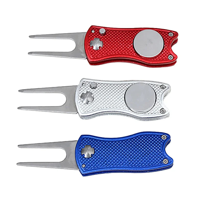 Foldable Golf Divot Tool with Magnetic Ball Marker