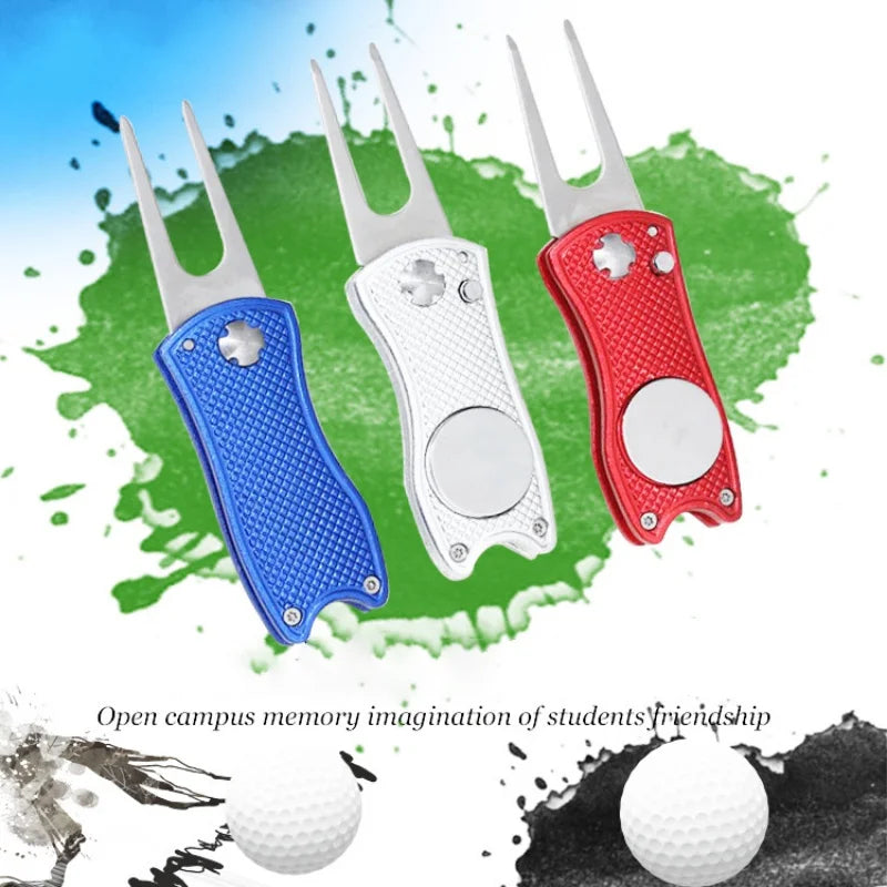 Foldable Golf Divot Tool with Magnetic Ball Marker