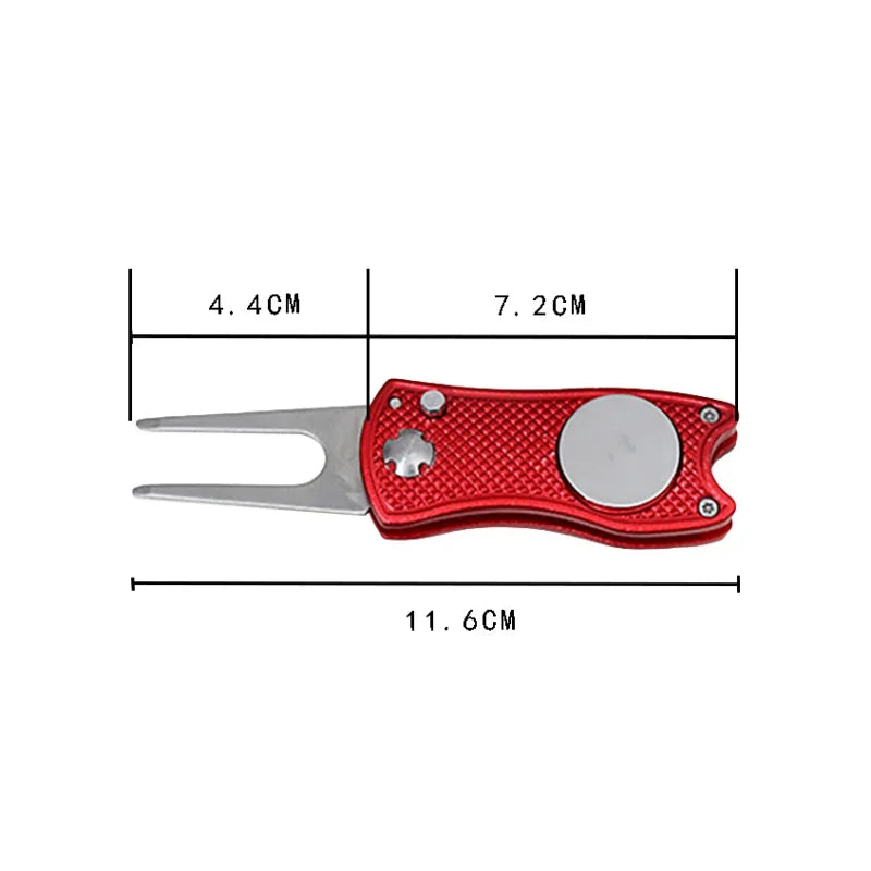 Foldable Golf Divot Tool with Magnetic Ball Marker