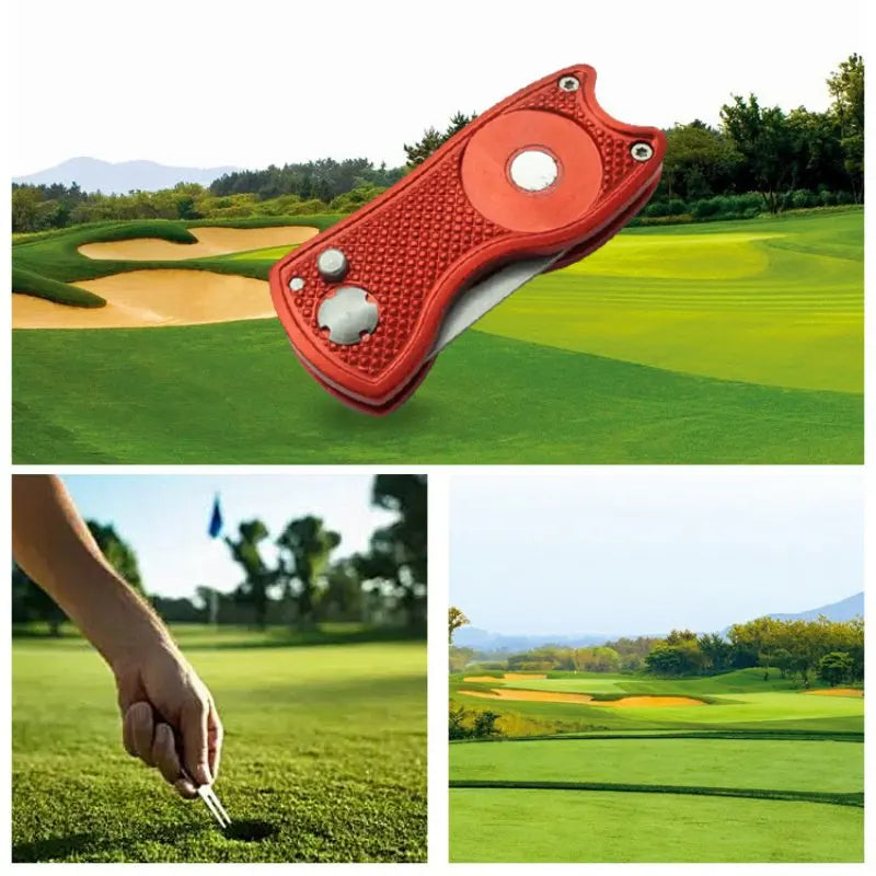 Foldable Golf Divot Tool with Magnetic Ball Marker